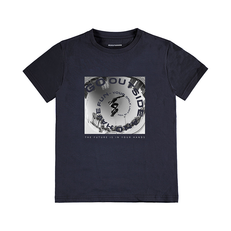 Nukutavake T-Shirt w/Skateboard Graphic _Navy 6015-39