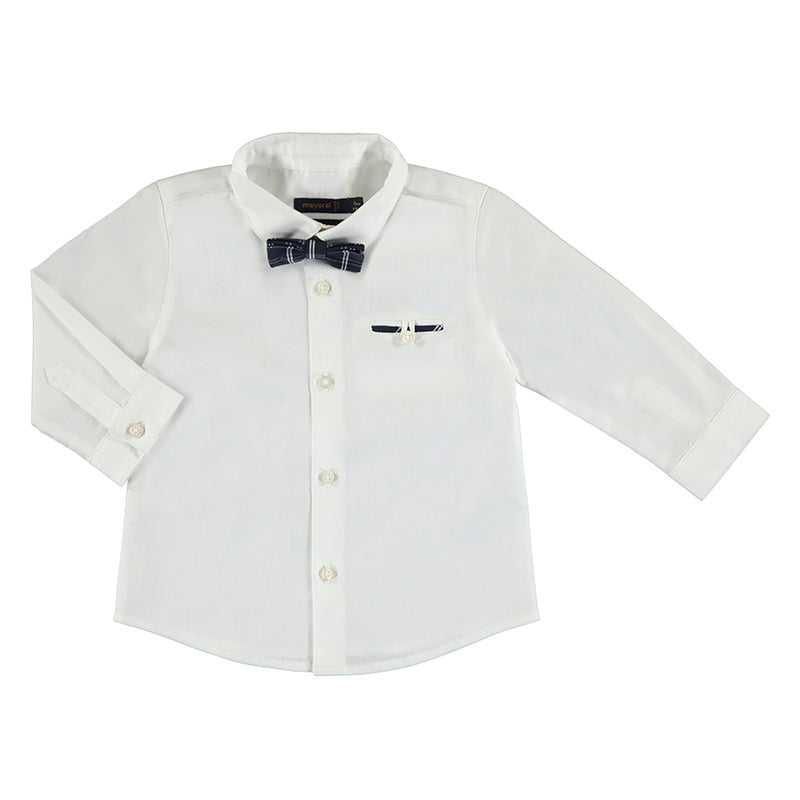 Mayoral Baby Dress Shirt w/Bow Tie_ White 1117-95