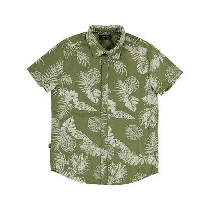 Nukutavake S/S Dress Shirt w/Leaf _Green 6113-72