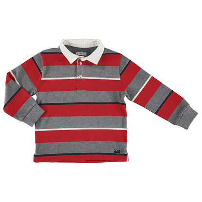 Mayoral Mini L/S Striped Polo _Red 4180-89
