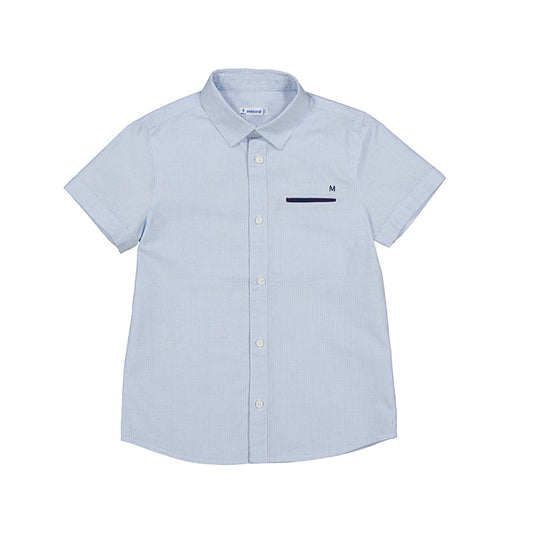 Mayoral Mini Short Sleeve Dress Shirt_ Blue 3159