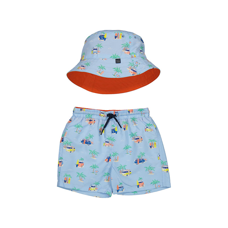 Mayoral Baby Swim Shorts w/Hat Set_Light Blue 1640-49