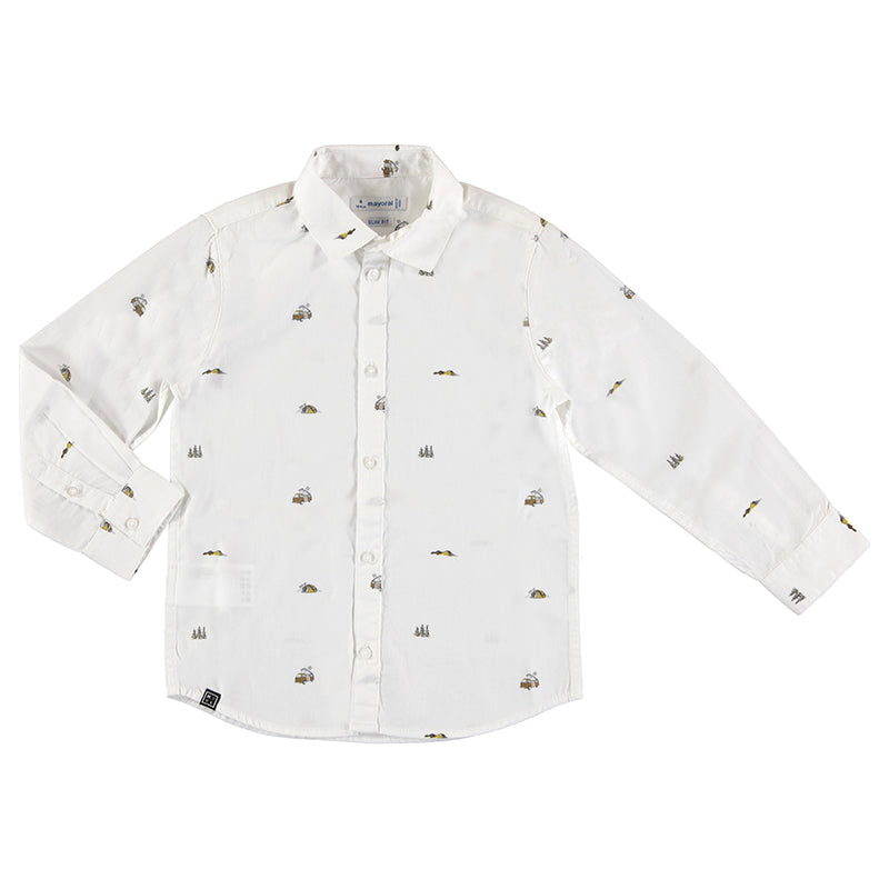 Mayoral Mini L/S Patterned Dress Shirt _White 4186-48