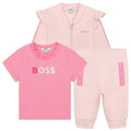 Hugo Boss Baby Girls Tracksuit w/T-shirt Set_ Pale Pink J98365-44L-NorthBoys