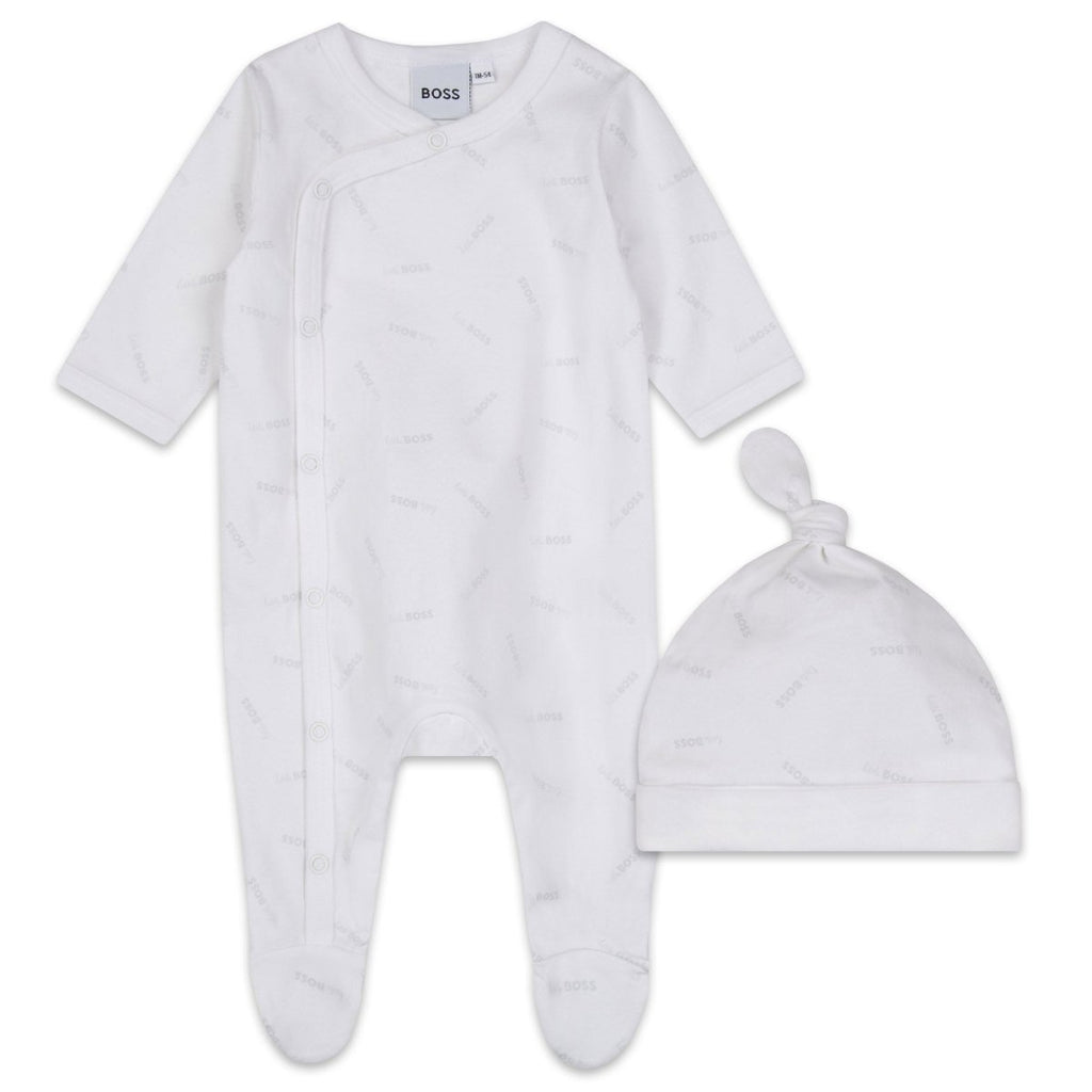 Hugo Boss Baby White Sleeper & Hat Set _ J98379 - 10B - NorthBoys