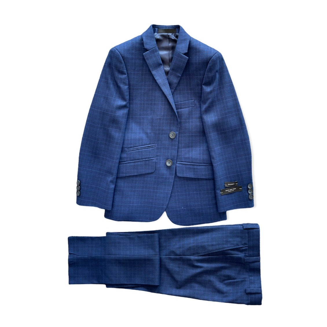 Marc New York Boys Husky Blue Plaid Suit WH676