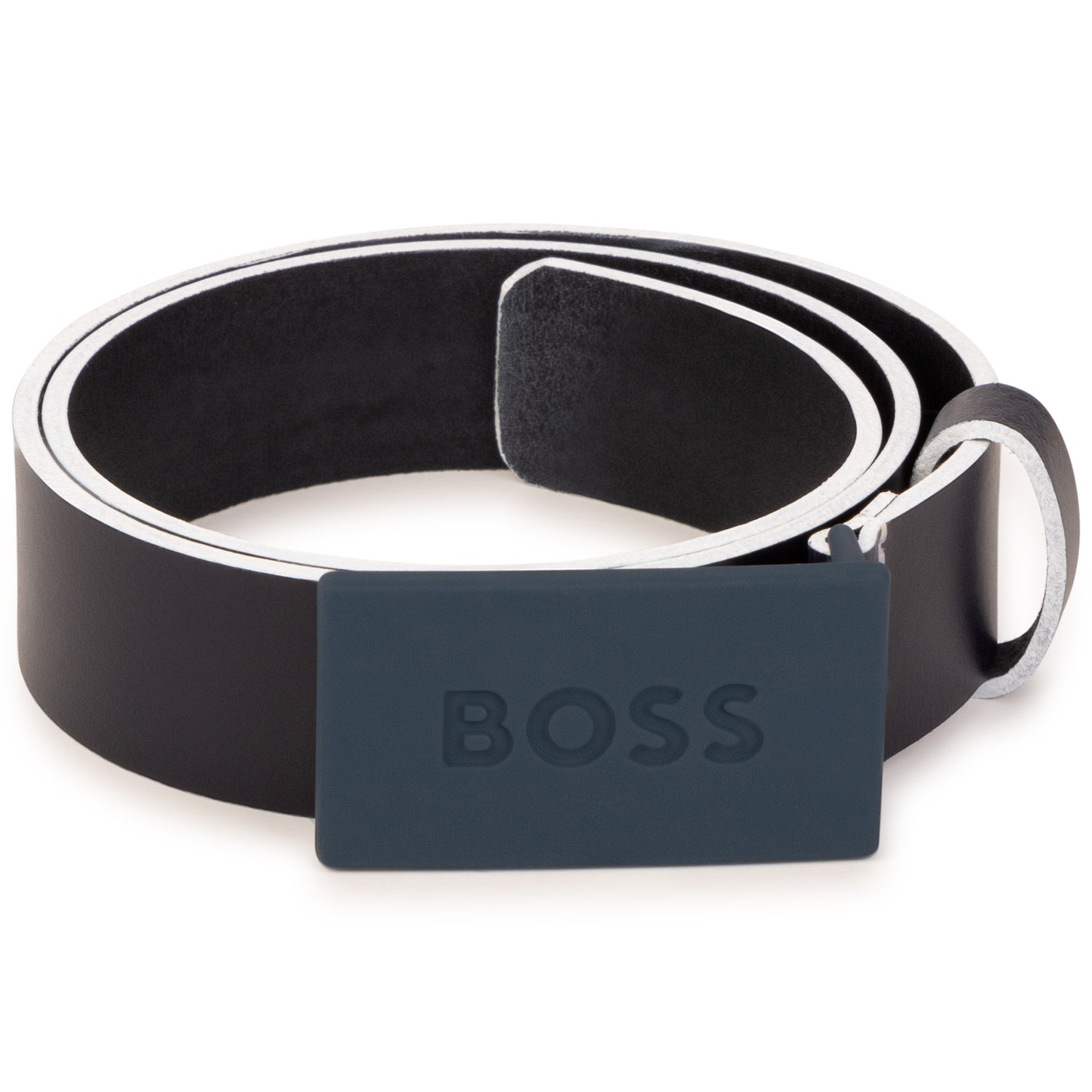 Hugo Boss Boys Leather Belt w/Metal Buckle _Navy J20355-849