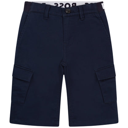 Hugo Boss Boys Cargo Bermuda Shorts_ Navy J24741-849