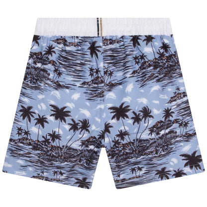 Hugo Boss Boys Printed Swim Shorts_ Blue J24848-77A