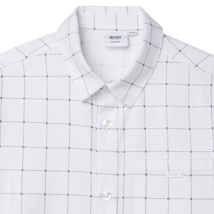 Hugo Boss Boys L/S Dress Shirt w/Pattern_ White J25N64-10B