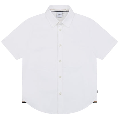 Hugo Boss Boys Short Sleeved Slim Fit Dress Shirt _White J25O36