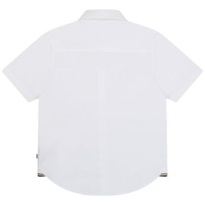 Hugo Boss Boys Short Sleeved Slim Fit Dress Shirt _White J25O36