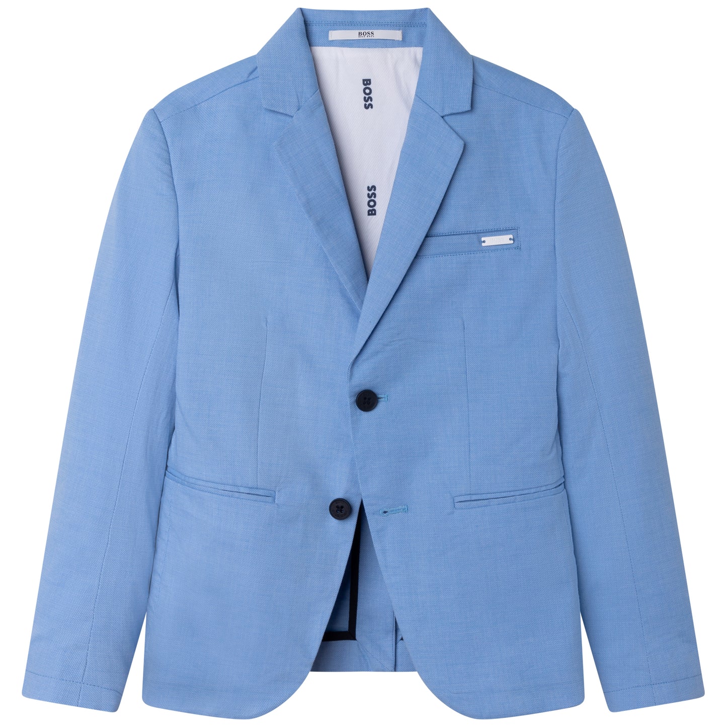 Hugo Boss Boys Oxford 2 Piece Slim Suit_ Pale Blue J26465/J24767-784