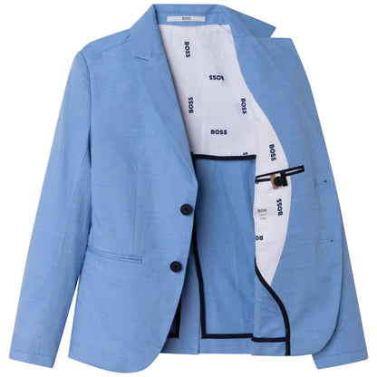 Hugo Boss Boys Oxford 2 Piece Slim Suit_ Pale Blue J26465/J24767-784