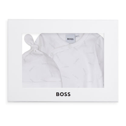 Hugo Boss Baby White Sleeper & Hat Set _ J98379-10B