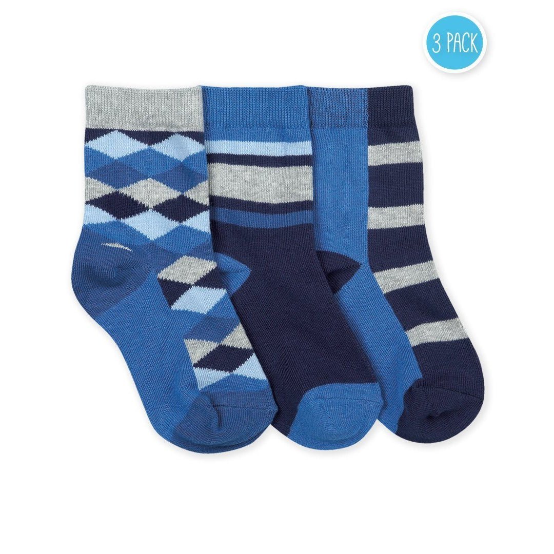 Jefferies Boys Socks Argyle/Stripe Crew 3 PK - NorthBoys