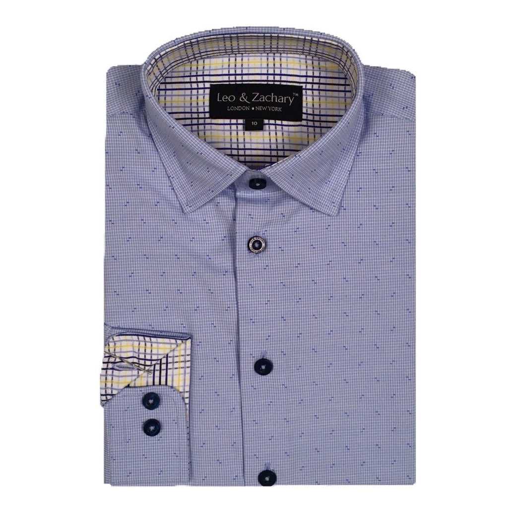 Leo & Zachary Boys Mini Zag Stitch Dress Shirt - NorthBoys