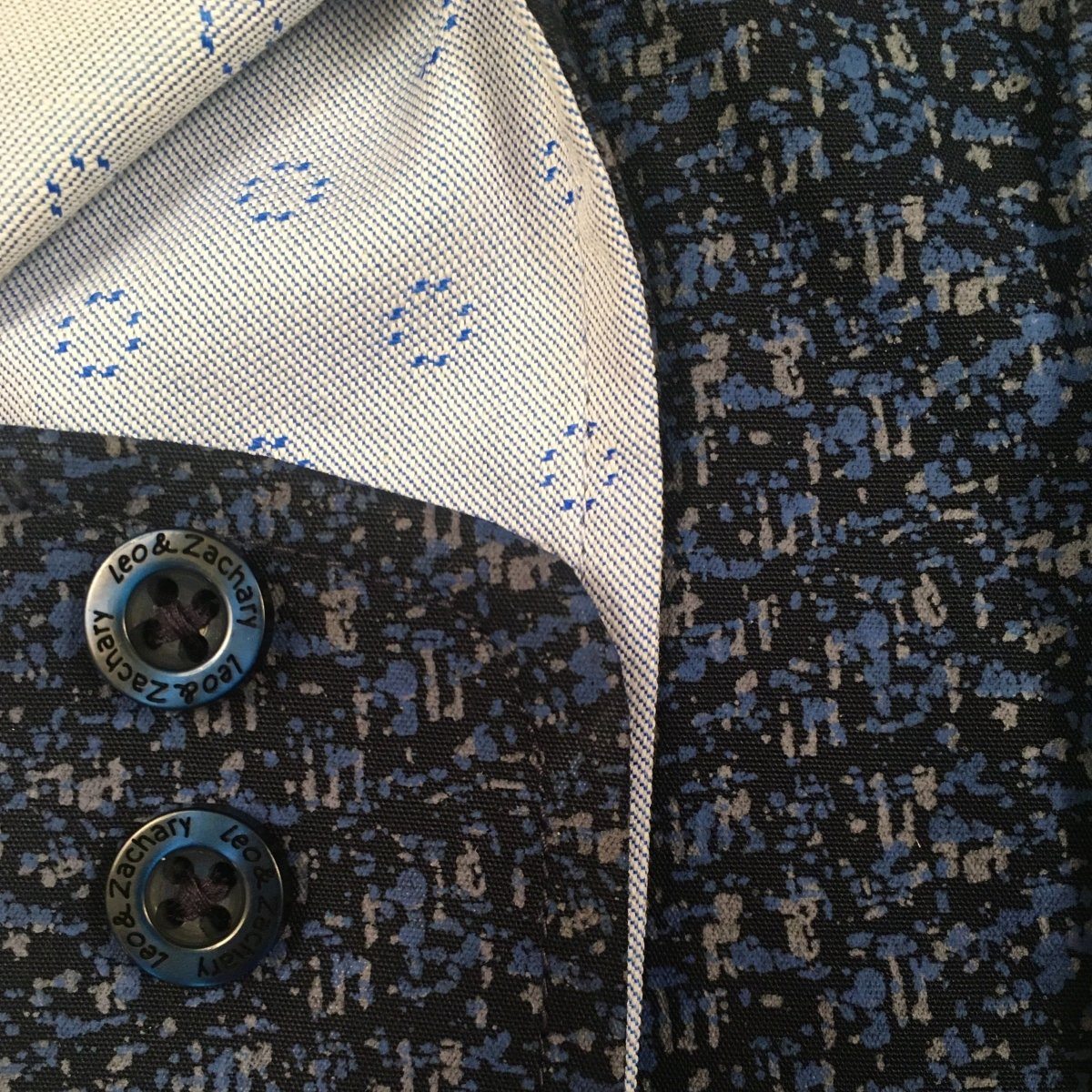 Leo & Zachary Boys Navy Graphics Dress Shirt 5773 - NorthBoys