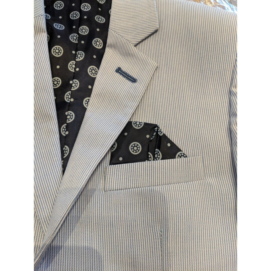 Leo & Zachary Boys Slim Blue Suit Searsucker 181 SUIT32-NorthBoys