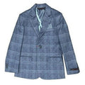 Leo & Zachary Boys Slim Denim Plaid Stretch Sports Jacket_Blue BLZ5820 - NorthBoys