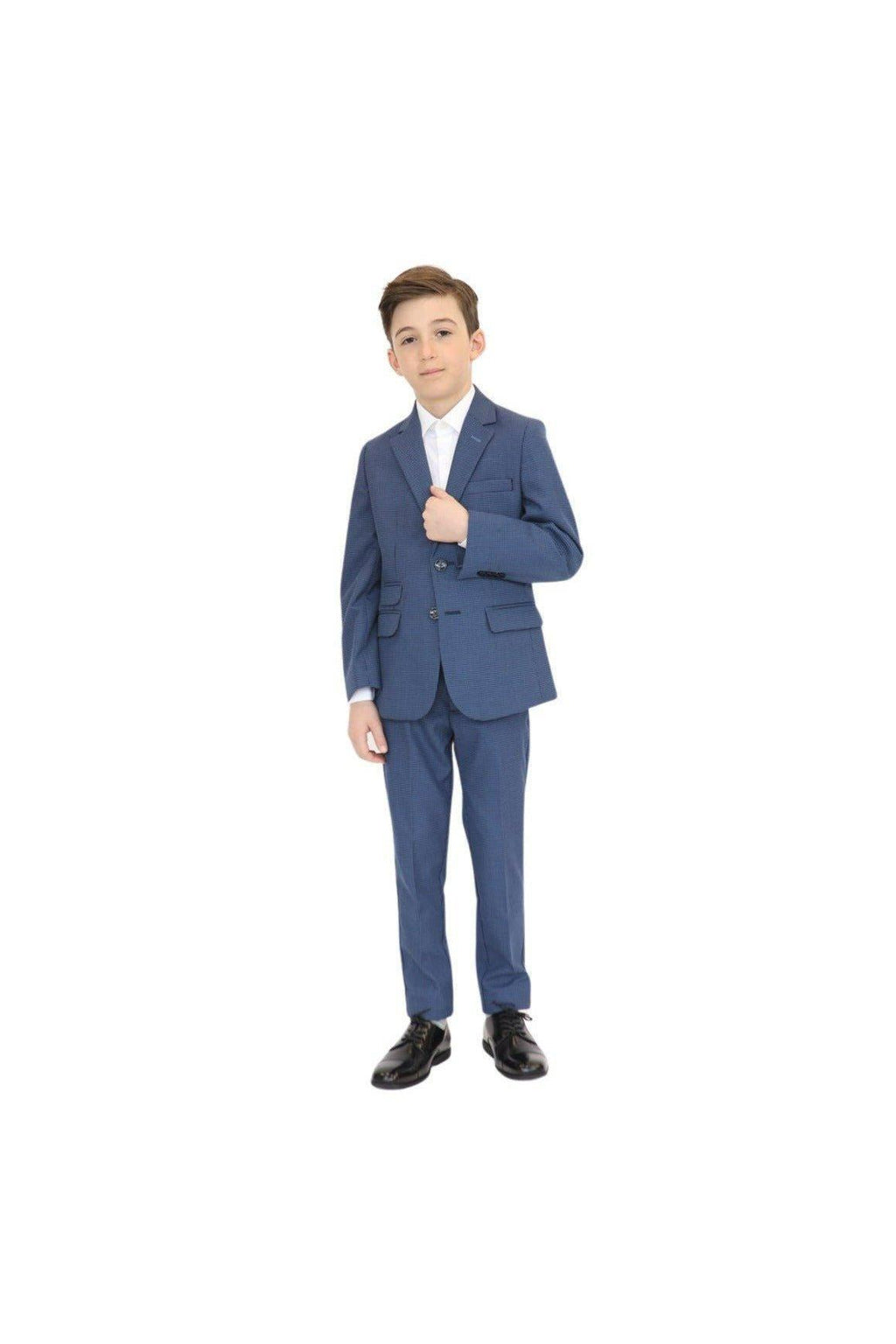 Leo & Zachary Boys Slim Ink/Sky Birdseye Suit-NorthBoys