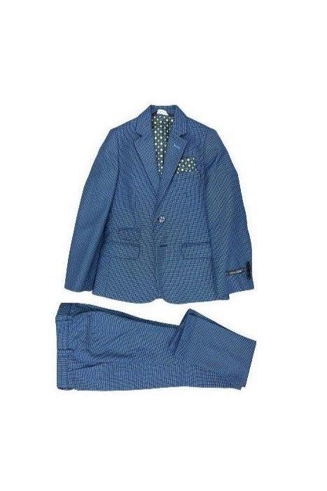 Leo & Zachary Boys Slim Ink/Sky Birdseye Suit-NorthBoys