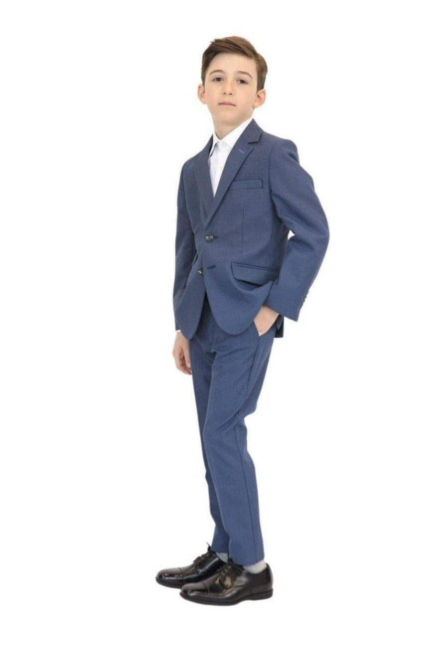 Leo & Zachary Boys Slim Ink/Sky Birdseye Suit-NorthBoys