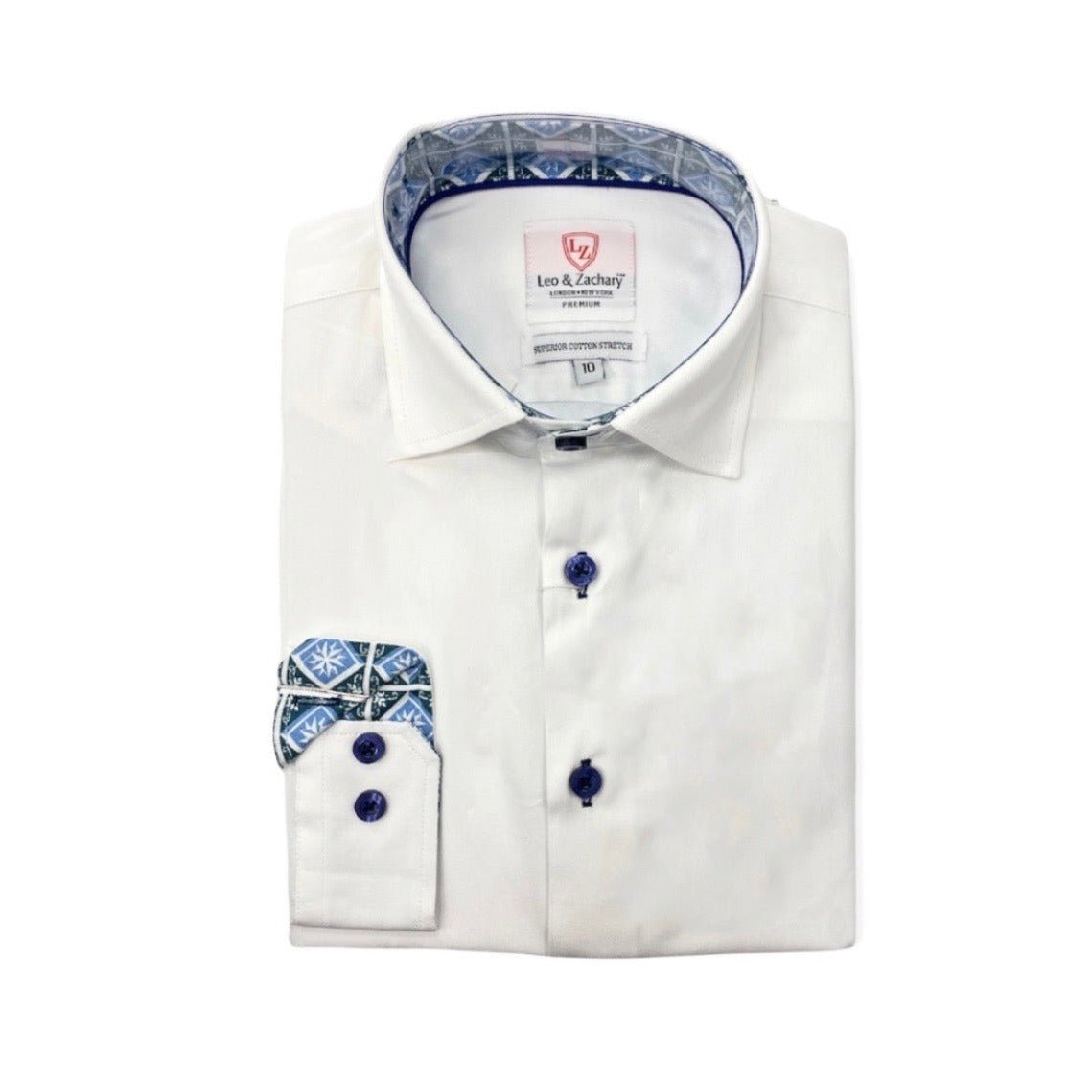 Leo & Zachary Boys White Non - Iron Dress Shirt_5501 - NorthBoys