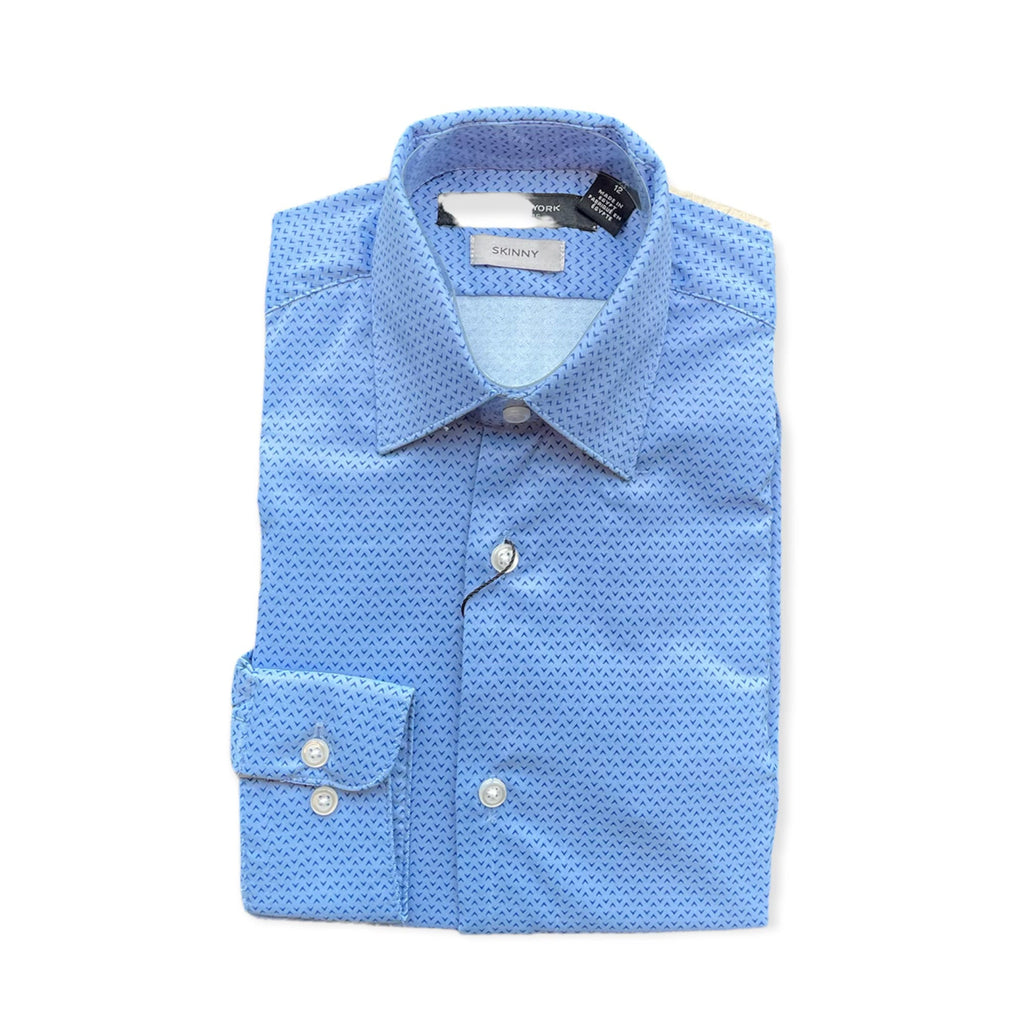 Marc New York Boys Skinny Blue Chevron Dress Shirt_ MBS0020