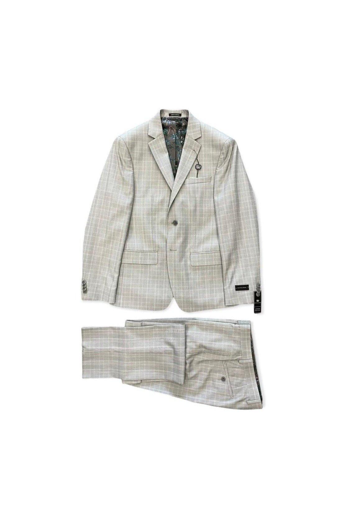 Marc New York Boys Skinny Light Grey Grid Suit-NorthBoys