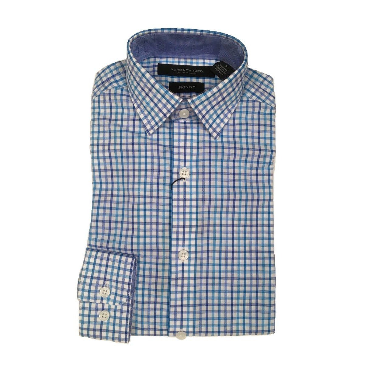 Marc New York Boys Skinny White Check Dress Shirt S0092 - NorthBoys