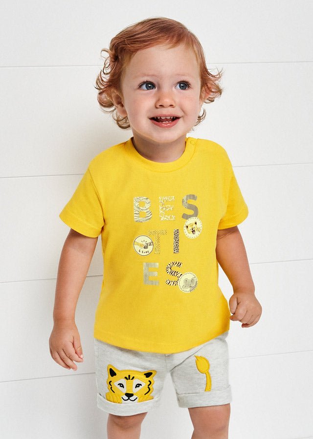 Mayoral Baby Bermuda Knit Shorts w/Tiger_ Heather Grey 1229 - 73 - NorthBoys