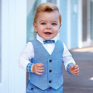 Mayoral Baby Dressy Blue or Navy Linen Vest 1313 - NorthBoys