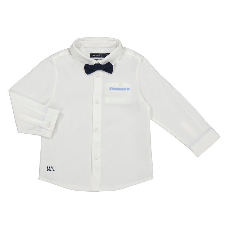 Mayoral Baby Long Sleeve Dress Shirt with BowTie _White 1115 - 40 - NorthBoys