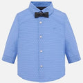 Mayoral Baby Long Sleeve White or Blue Dress Shirt with Bow Tie 1132 - NorthBoys