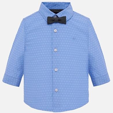 Mayoral Baby Long Sleeve White or Blue Dress Shirt with Bow Tie 1132 - NorthBoys