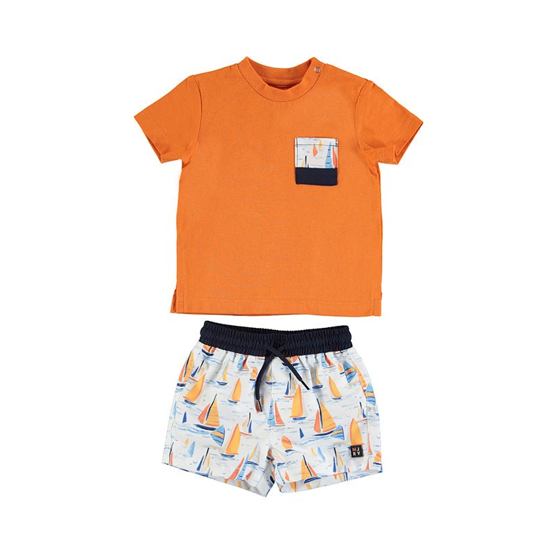 Mayoral Baby Swimsuit T-Shirt Set_ Orange 1659-48-NorthBoys