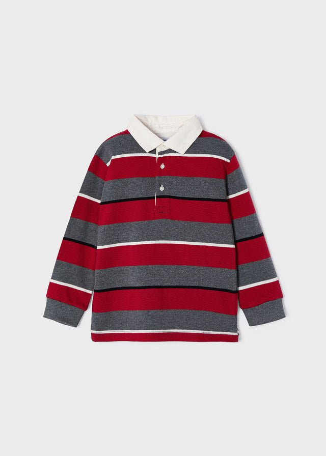 Mayoral Mini L/S Striped Polo _Red 4180 - 89 - NorthBoys