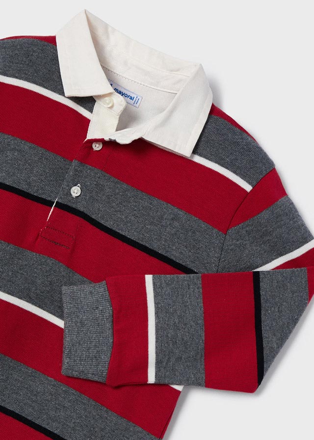 Mayoral Mini L/S Striped Polo _Red 4180 - 89 - NorthBoys