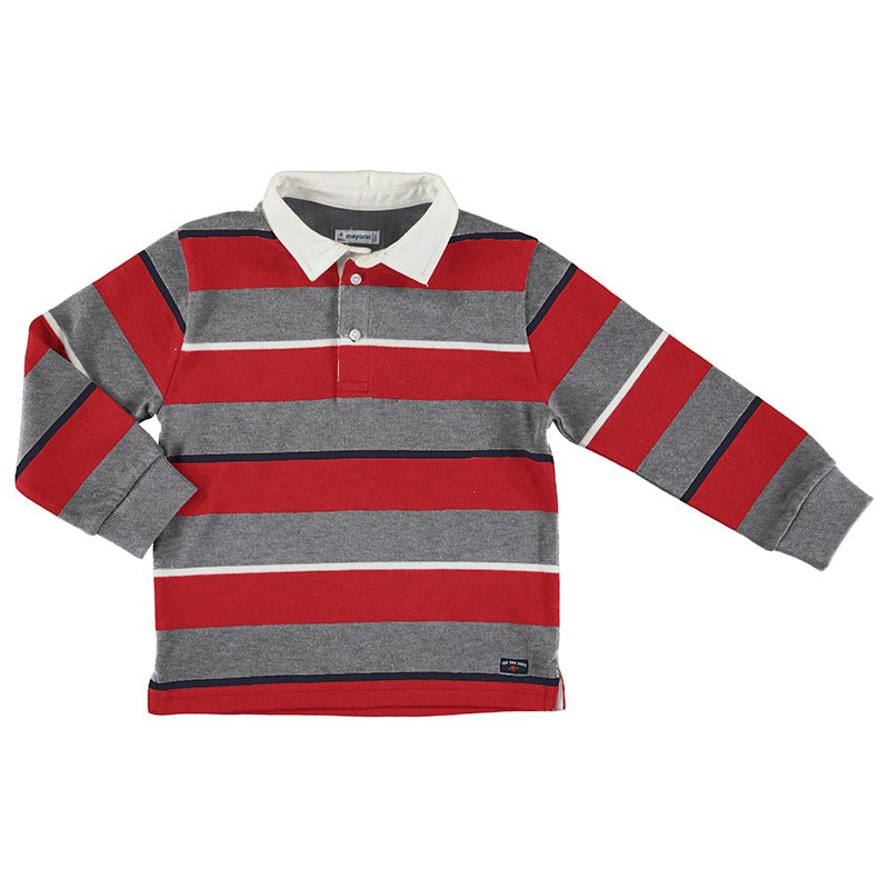 Mayoral Mini L/S Striped Polo _Red 4180 - 89 - NorthBoys