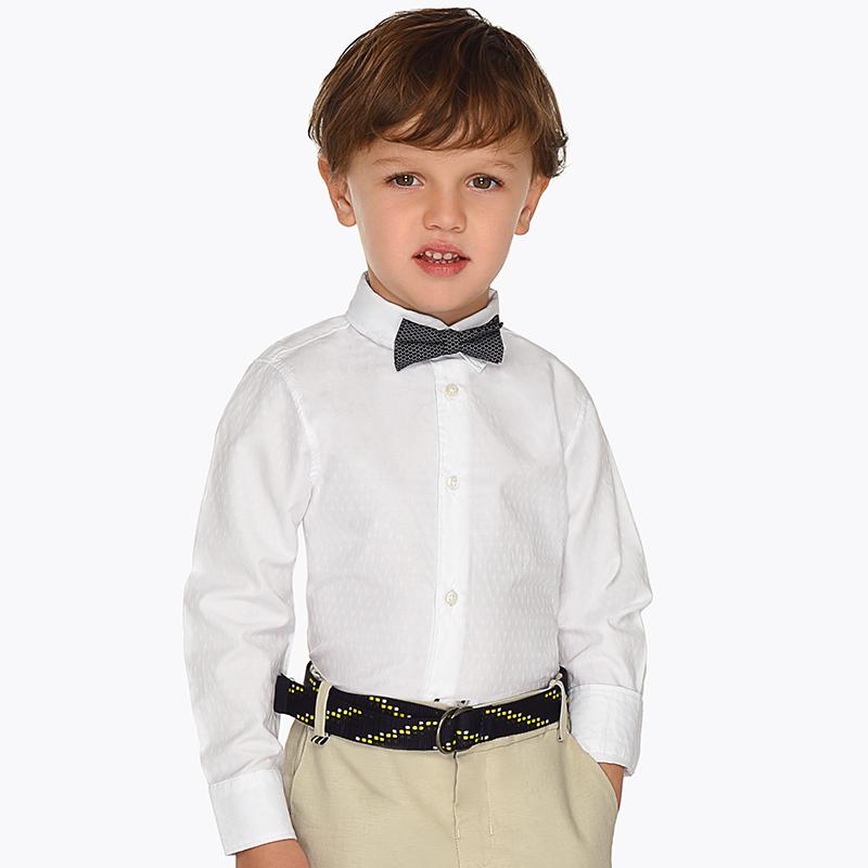 Mayoral Mini Long Sleeve White Shirt with Bow Tie 3139 - NorthBoys