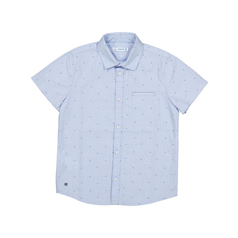 Mayoral Mini Micropatterned Short Sleeve Dress Shirt_Blue 3163 - NorthBoys