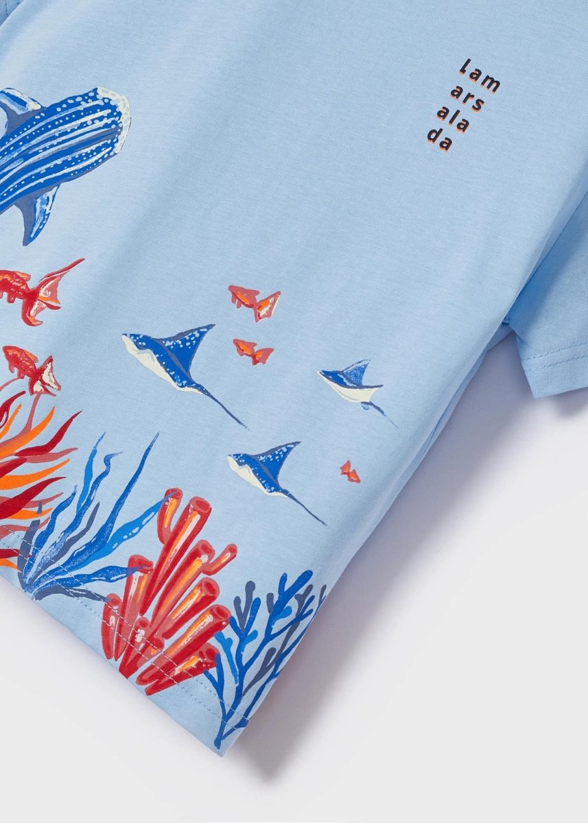 Mayoral Mini T-Shirt w/ Ocean Graphic_ Light Blue 3008 - 46 - NorthBoys