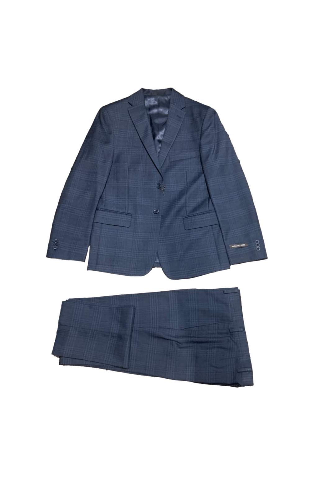 Michael Kors Boys Blue Navy Plaid Wool Suit-NorthBoys
