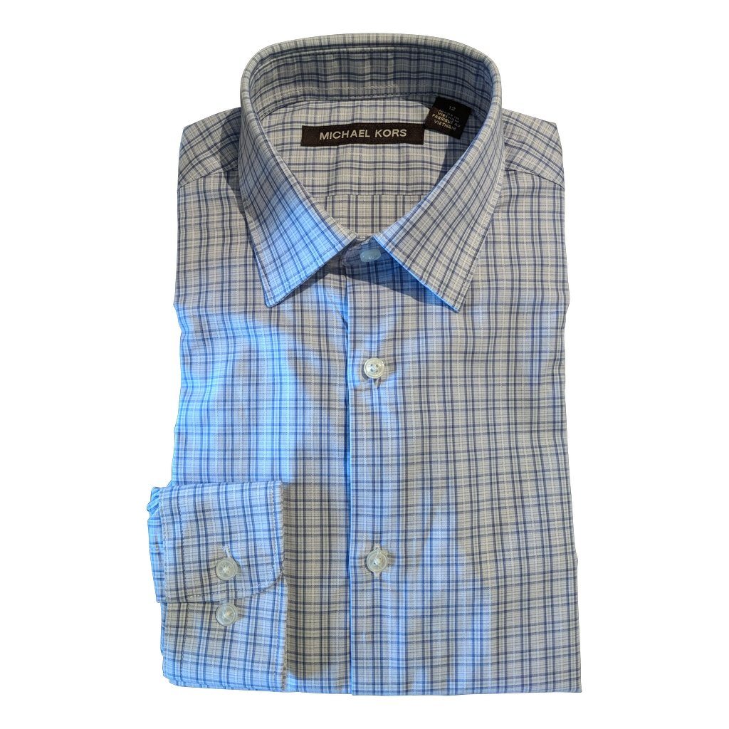 Michael Kors Boys Blue Plaid Cotton Shirt Z0234 - NorthBoys