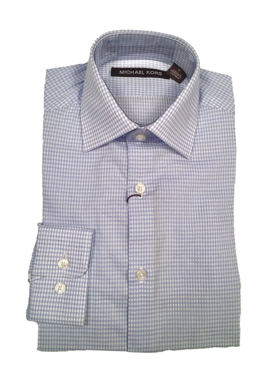 Michael Kors Boys Cotton Check Light Blue Shirt - NorthBoys