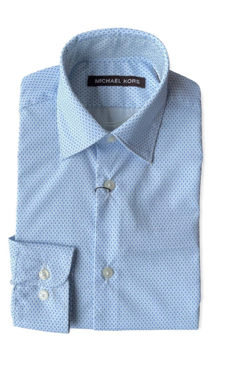 Michael Kors Boys Light Blue Paisley Dress Shirt JY0001 - NorthBoys
