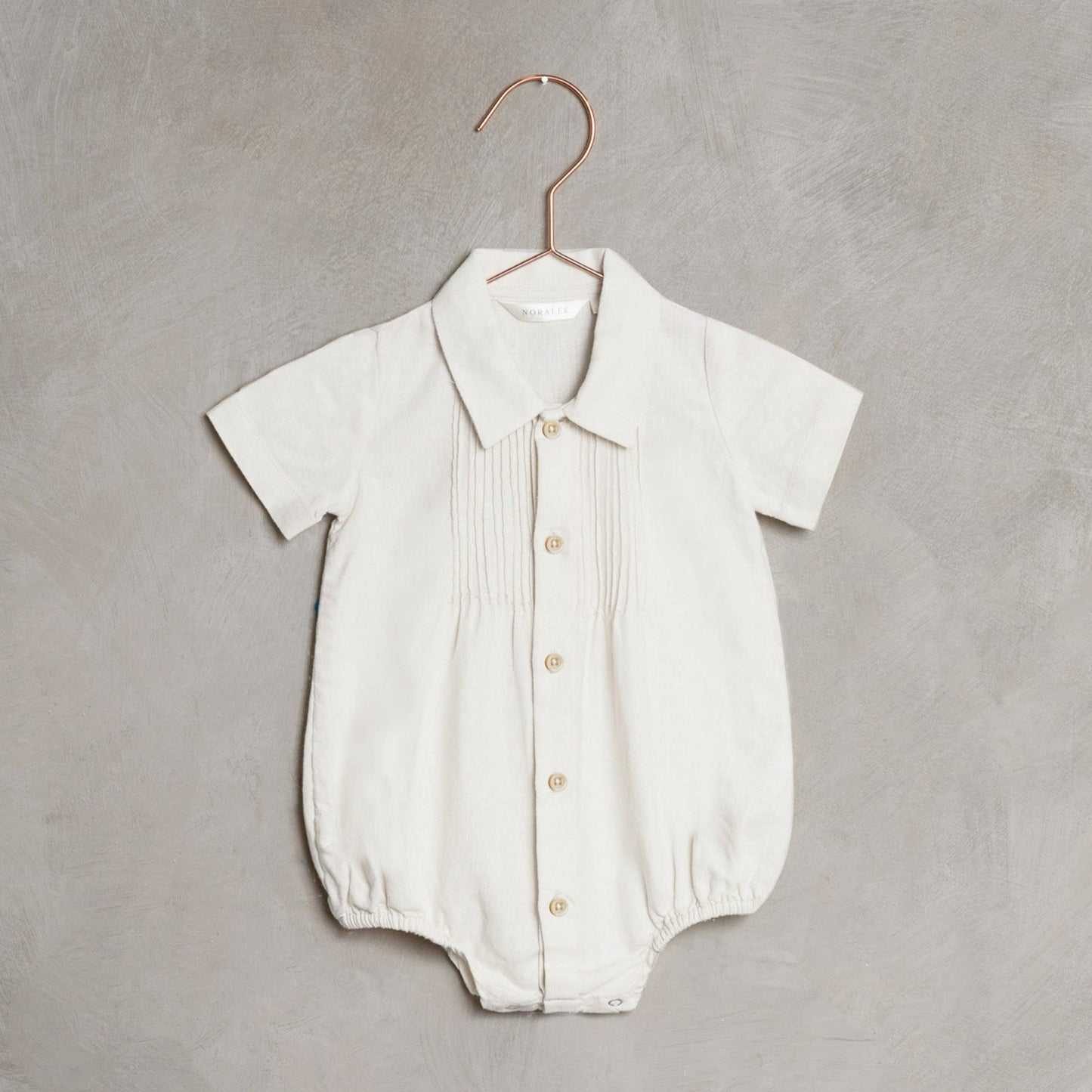 Noralee Baby Button Up Henry Dress Shirt Romper _White NL052-P001
