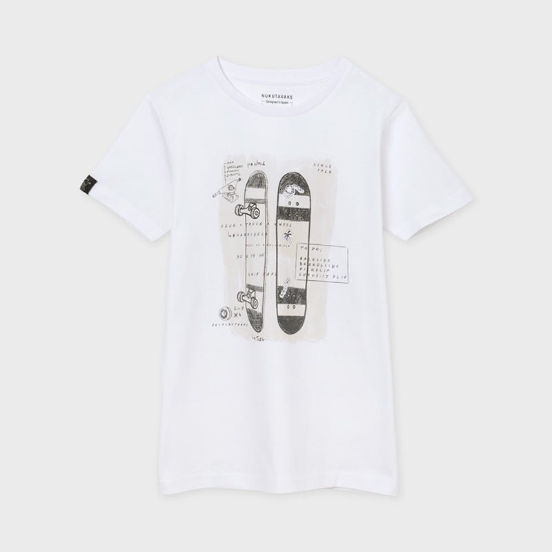 Nukutavake Boys White Skateboard T-Shirt - NorthBoys