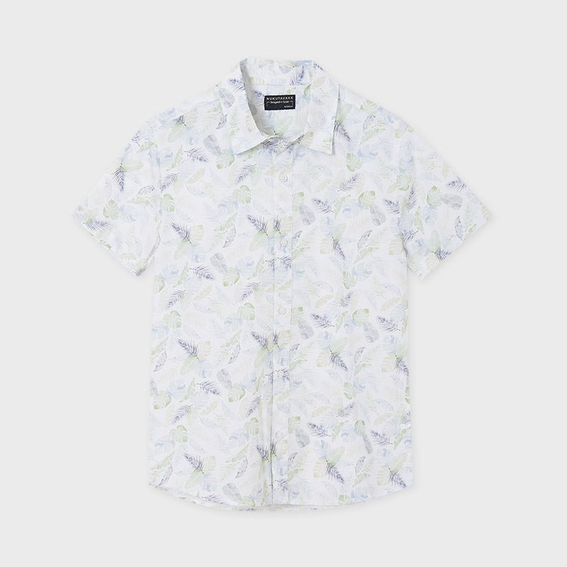 Nukutavake Boys White with Green Print Shirt - NorthBoys